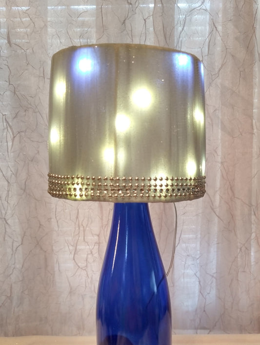 Blue/Grey Shimmer Tulle with Mixed Silver and Rhinestone Trim Lampshade ~ 5" Clip On