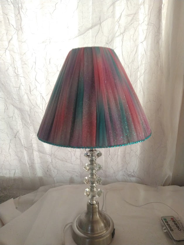 Sparkling Mixed Blue and Pink Lampshade   w/Uno Fitter  8.5"H