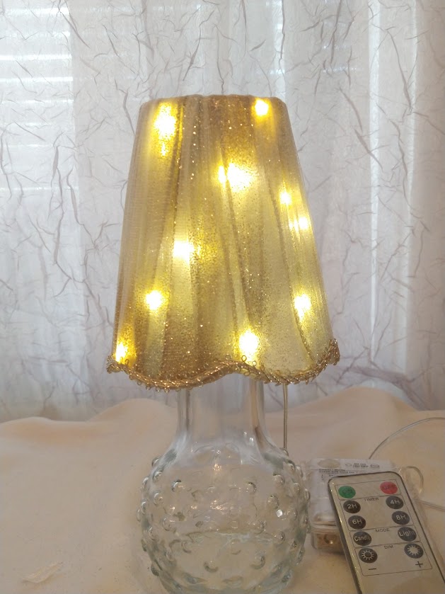 Gold Shimmer Ribbon with Gold Trim Lampshade   Clip On   5"H