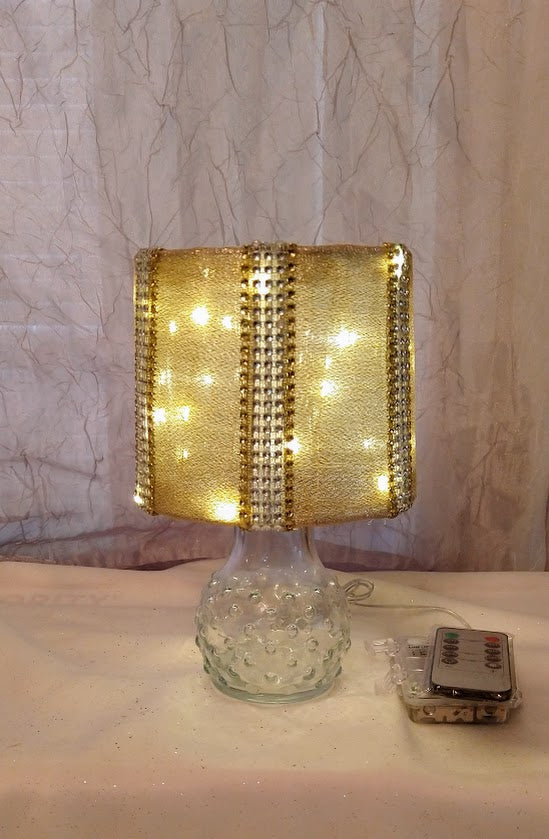 Gold Ribbon with Silver and Gold Rhinestone Accents Lampshade   5"H  Clip On