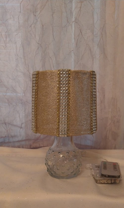 Gold Ribbon with Silver and Gold Rhinestone Accents Lampshade   5"H  Clip On