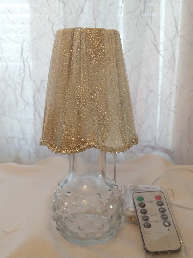 Gold Shimmer Ribbon with Gold Trim Lampshade   Clip On   5"H