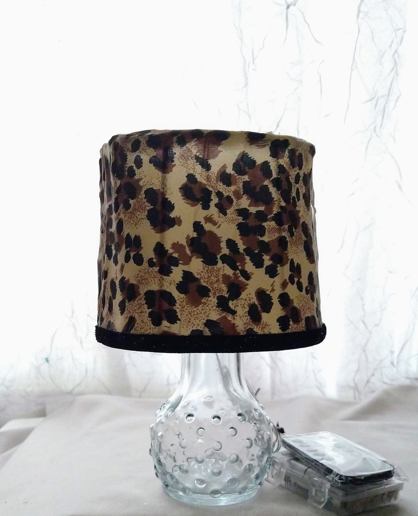 Leopard Print with Black Velvet Trim Lampshade 5" H Clip On