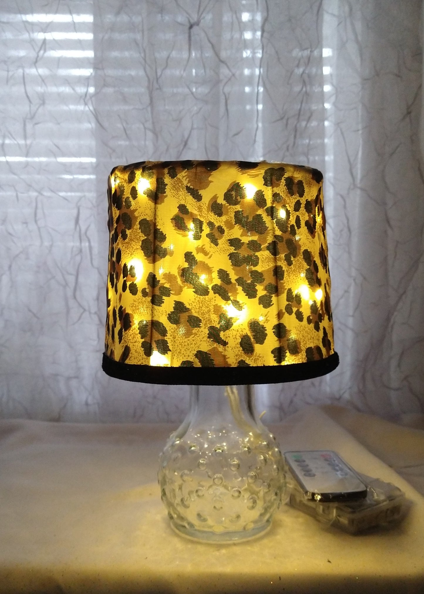 Leopard Print with Black Velvet Trim Lampshade 5" H Clip On