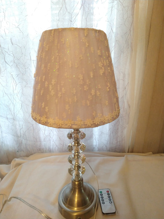 Lilac Shimmer and Daisy Pattern Tulle and Trim Lampshade  7" Uno Fitter