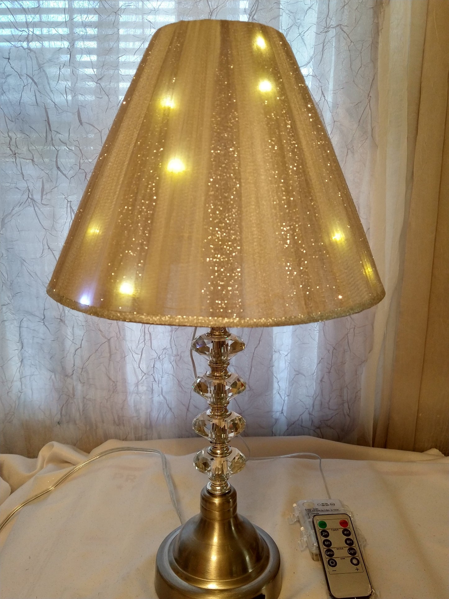 Silver Tulle with Sparkly Stripes Lampshade  Uno Fitter  8"H