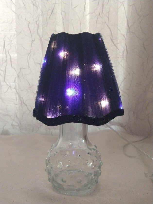 Navy Blue Sparkle Tulle with Black Velvet Trim Lampshade  5"H   Clip On