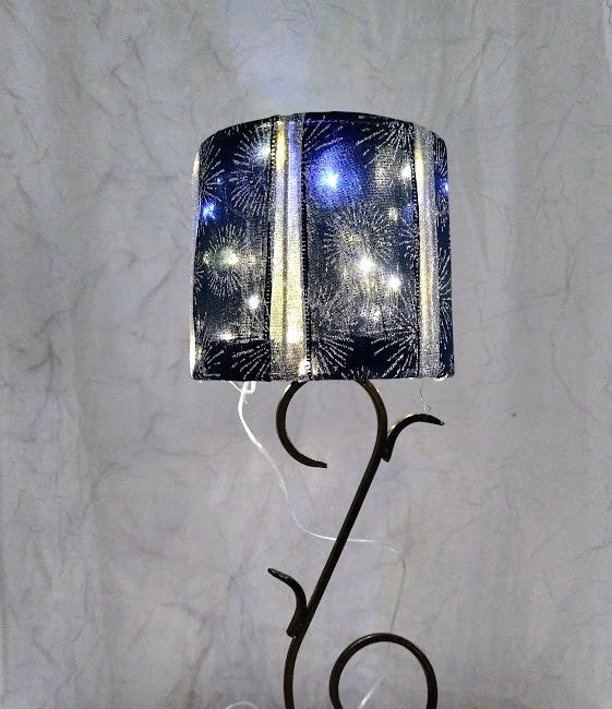 Navy and Silver Fireworks Design Lampshade 5"H Clip On