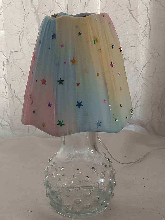 Pastel Tulle with Tiny Stars Lampshade  5" H  Clip On