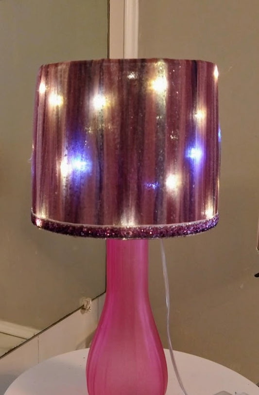 Purple Multi Sparkle Lampshade with Multi Color Trim  5" Clip on