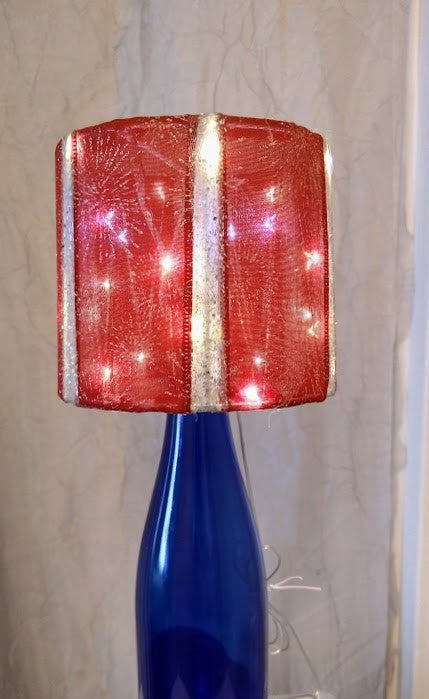 Red and Silver Fireworks Design Lampshade  5"H  Clip On