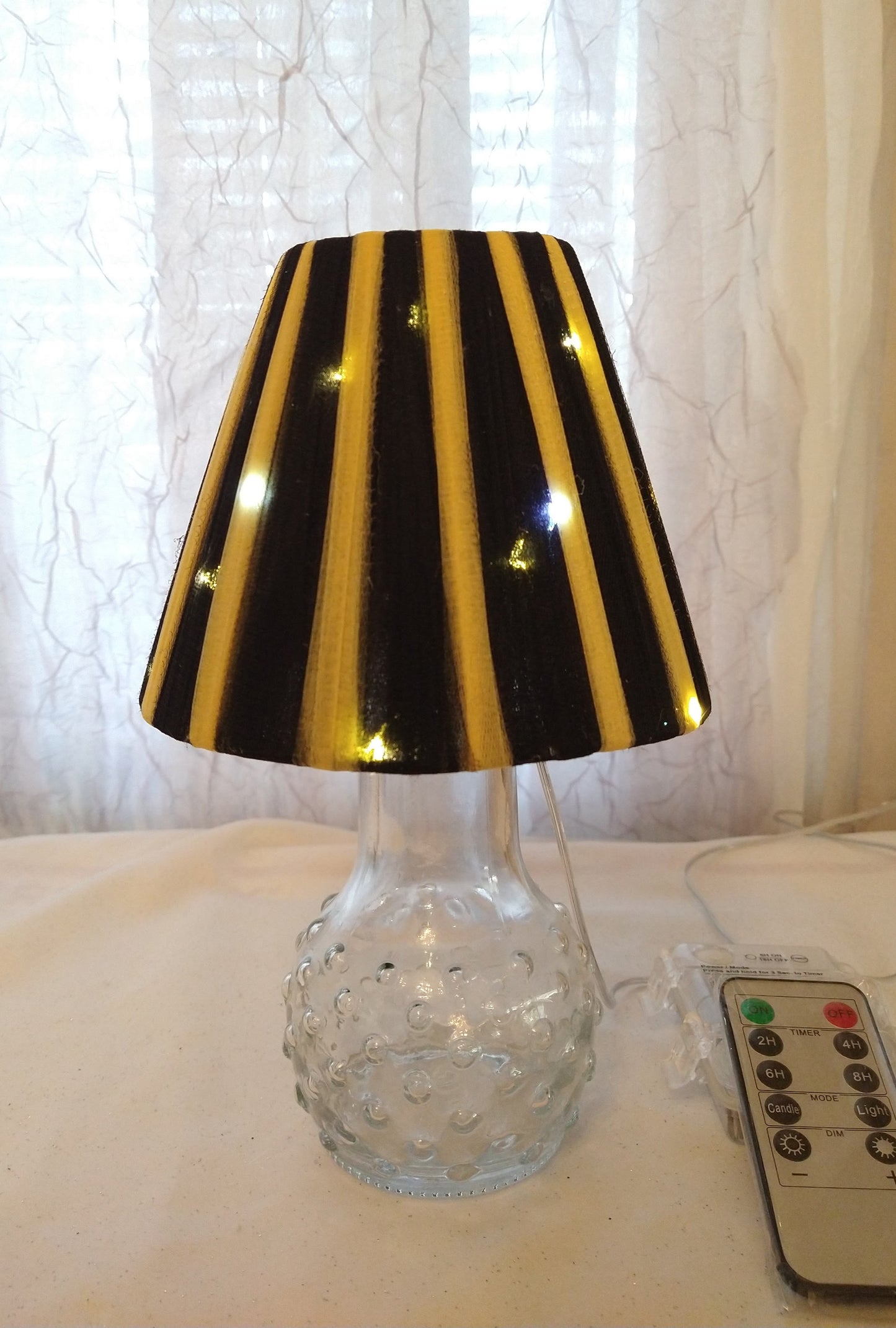 Black and Yellow Striped Lampshade  5"H Clip On