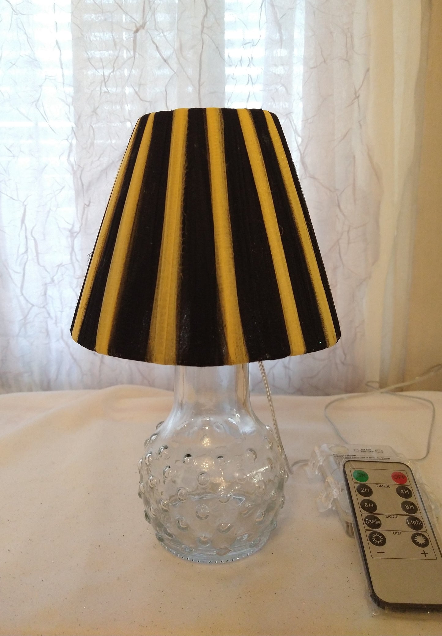 Black and Yellow Striped Lampshade  5"H Clip On