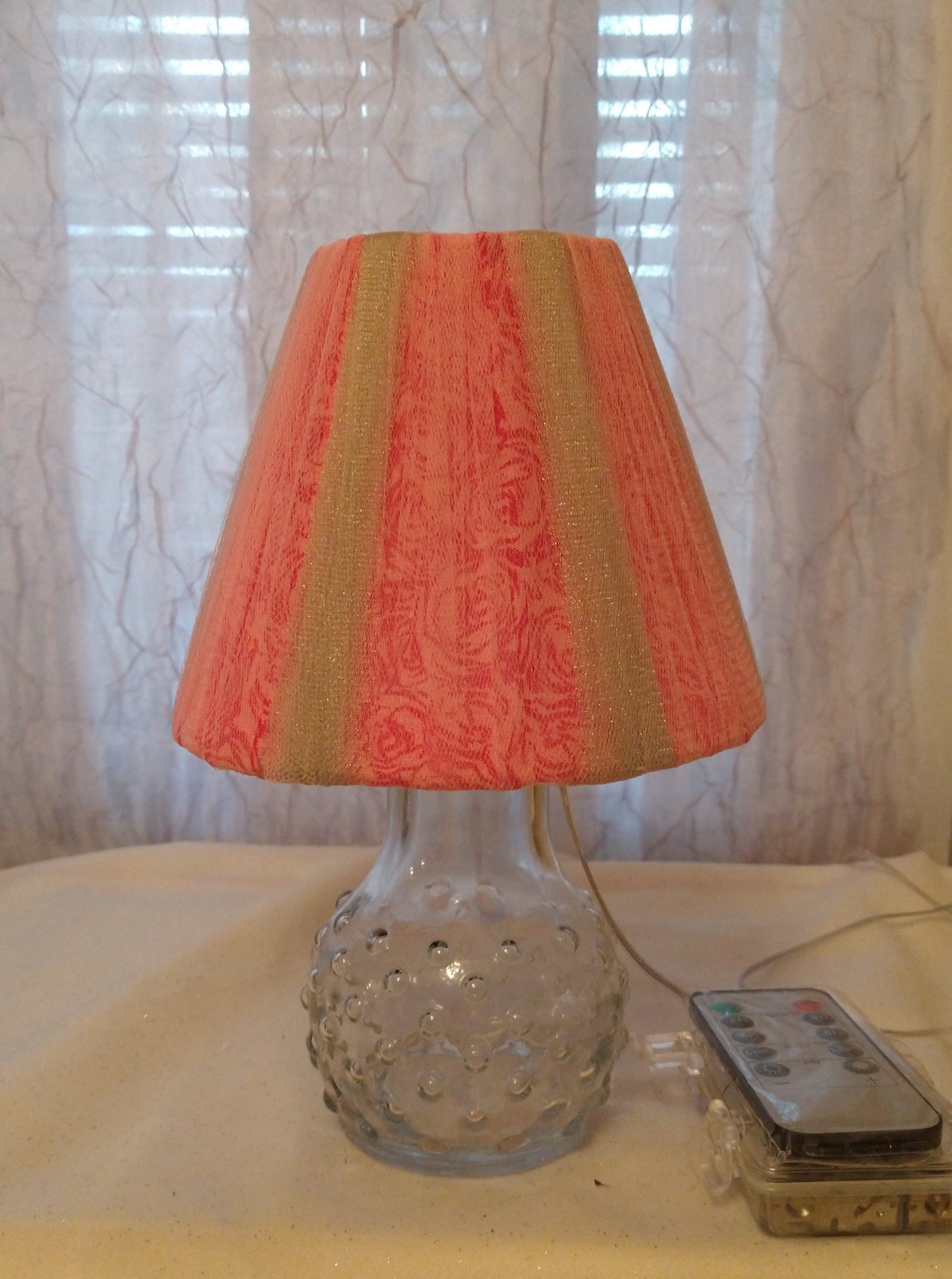 Pink Print with Silver Shimmer Tulle Lampshade 5"  Clip On