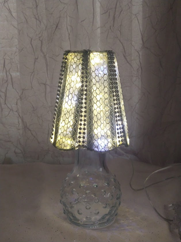 Silver Glitter Ribbon with Silver Accents Lampshade   5"H  Clip On