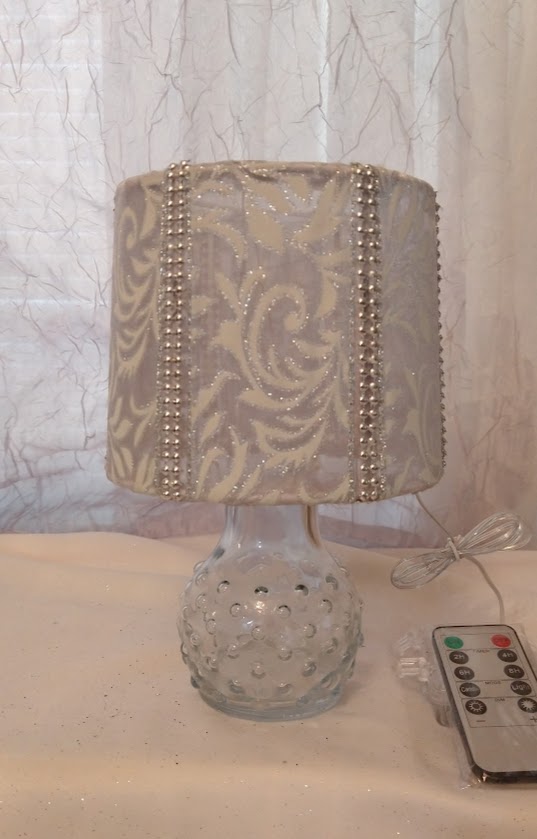 Silver and White Scroll with Silvery Stud Accents Lampshade  5"H   Clip On