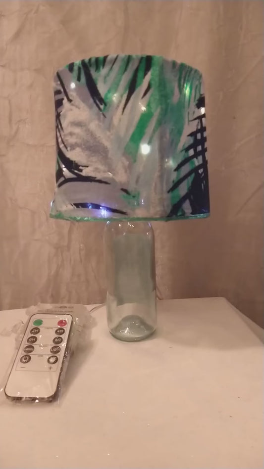 Blue, Green and White Abstract Print Lampshade  5"H   Clip On