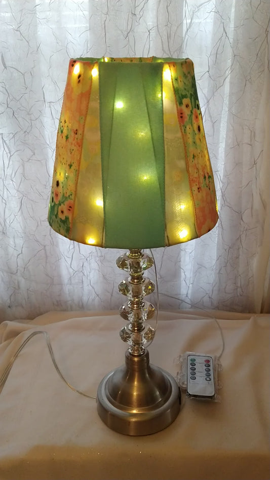 Soft Green and Muted Floral Print Lampshade 7" H Uno Fitter