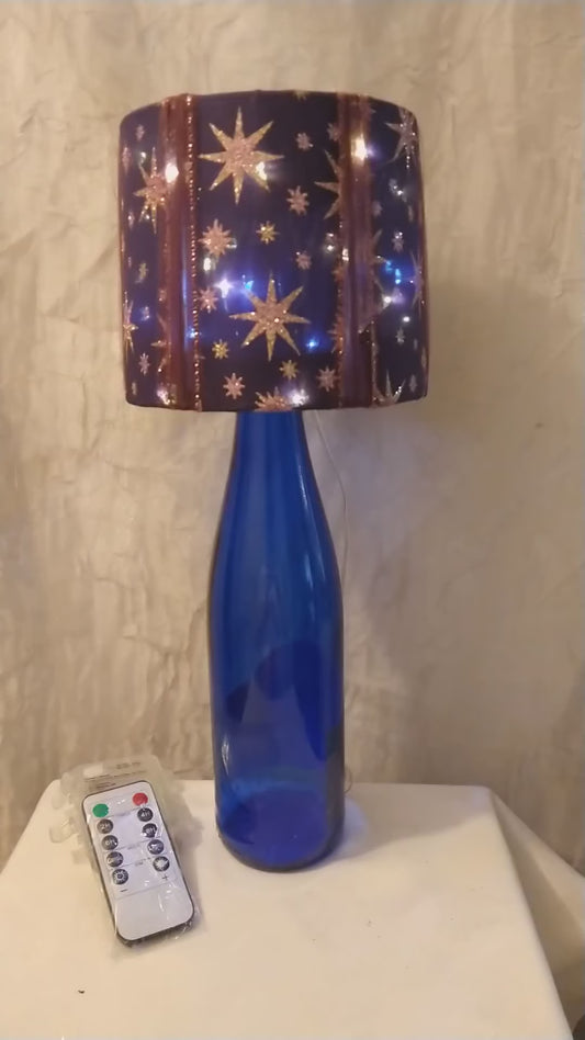 Purple and Gold Starry Night Lampshade 5"H Clip On