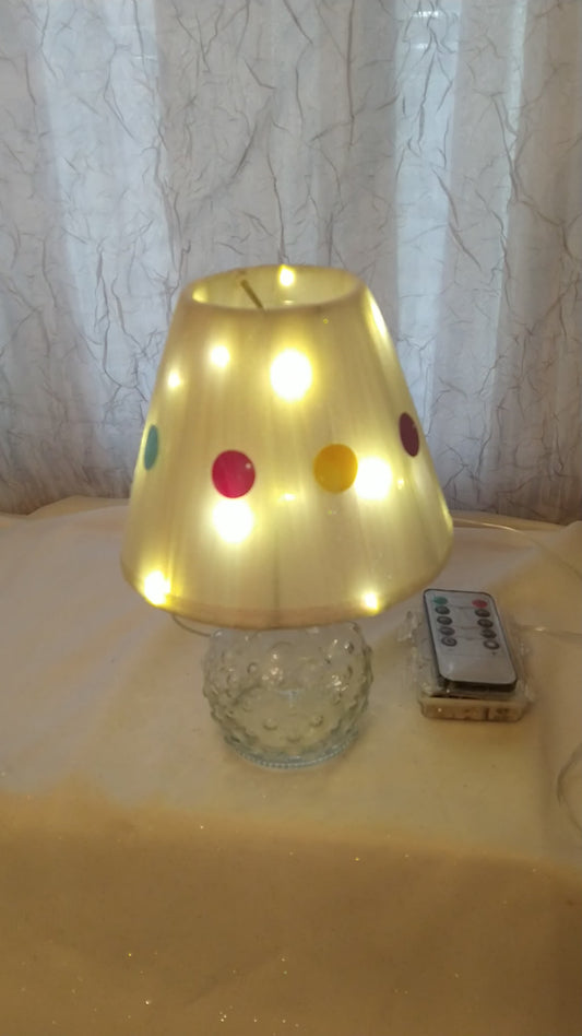 White Tulle with Iridescent Polka Dots Lampshade 5"H  Clip On