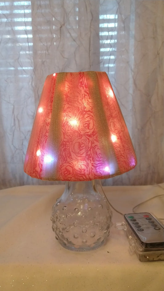 Pink Print with Silver Shimmer Tulle Lampshade 5"  Clip On