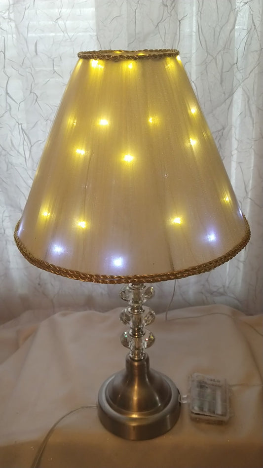 Off White Tulle with Gold Rope Trim Lampshade  w/Uno Fitter   8.5"H