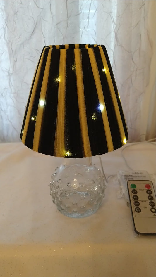 Black and Yellow Striped Lampshade  5"H Clip On